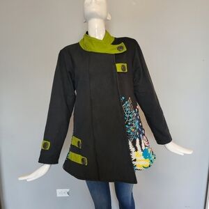 Leopards & Roses Printed Fleece Lined Jacket, VGUC, Size S